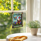 Gnome with Baby Birds Stained Glass Suncatcher – Square Hanging Window Panel for Home, Garden, Nursery, Halloween, Christmas, Memorial Day – Whimsical Glass Art Gift for Gnome Lovers 4u5en2 - Image 3