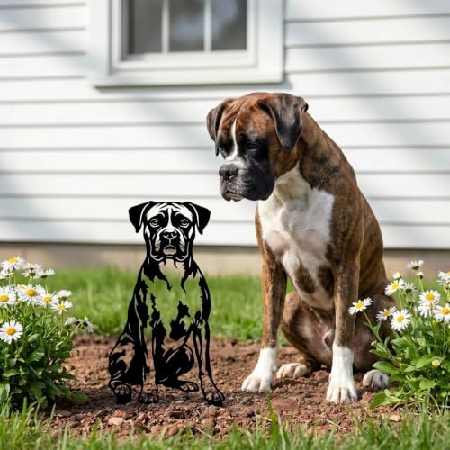 Dog Metal Garden Stake - Weatherproof Dog Silhouette Yard Art, Decorative Outdoor Sign for Lawn & Patio, Heartfelt Gift for Boxer Lovers(Sit,14") - Image 3