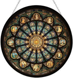 9.84 Inch Monument and Golden Star Stained Glass Suncatcher Window Hangings Stained Glass Panel Sun Catchers Gifts Home Decor Garden Christmas Halloween Wedding by Unknown