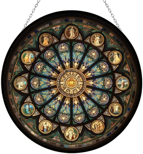 9.84 Inch Monument and Golden Star Stained Glass Suncatcher Window Hangings Stained Glass Panel Sun Catchers Gifts Home Decor Garden Christmas Halloween Wedding by Unknown