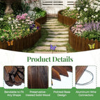 Wood Garden Edging, 9" H x 8 Ft L, 2 Pack, Brown Garden Fence - Image 5