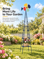 6FT Windmill for Yard Garden Decoration, Heavy Duty Outdoor Wind Mills, Large Metal Outdoor Windmill, Weather Resistant, with Storage Shelf and Weather Vanes, Dark Blue - Image 2