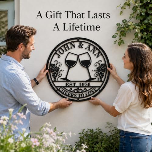 Personalized Anniversary Wedding Gifts for Couple Parent Husband Wife,Custom Metal Name Signs,Family Name Sign for Outdoor, Metal Wall Art, Housewarming Gift(Style 21) - Image 2