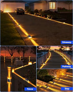 DetarZinLED Solar Deck Lights Outdoor IP68 Waterproof 8 Pack Amber Warm - Image 6