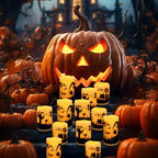fclayvts 12-Pack Halloween LED Flameless Pillar Candles - Battery Operated with Remote & Timer, Flickering Warm Light, Witch/Bats/Castle Decals - Spooky Halloween Decor, Ghost Party Supplies, Gifts - Image 5