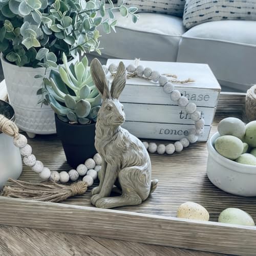 DiliComing Outdoor Rabbit Garden Statue 12 Inch Grey Bunny Yard Decor - Image 5
