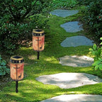 Poceacles 4 Pieces Solar Powered Cross Lights - Flameless Cemetery Votive Candles, Waterproof Memorial Stake Lights for Outdoor Home Decoration, Deer Cross Galaxy Orange - Image 4