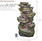 Alpine Corporation 51" Tall 6-Tier Outdoor Rainforest Waterfall Floor Fountain, Weather-Resistant Design with Color-Changing LED Lights & Remote Control, Gray - Image 6