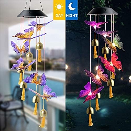 Black Butterfly Bell Solar Wind Chimes - Outdoor Solar Lights for Garden Decor - Gifts for Mom - Image 5