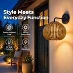 Outdoor Wall Light, Rattan-Style Wall Sconce for Covered Porches - Image 3