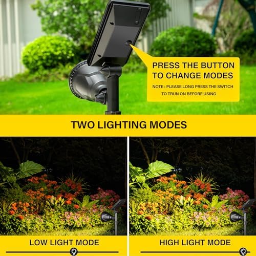 ROSHWEY Solar Spot Lights Outdoor Spotlight 18 LED Waterproof Landscape Spotlight for Garden Lawn Backyard Patio Porch Wall Deck Garage (WarmWhite- 2 Pack) - Image 6