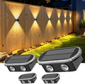 Ellasay Fence Lights Solar Powered: Outdoor LED Wall Lighting Dual Beam and 3 Color Modes IP65 Waterproof 12H Long Lasting Easy Mount for Garden Patio Backyard 4 Pack by ELLASAY