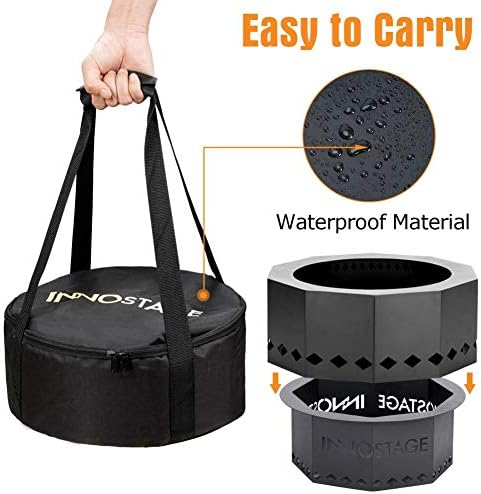 INNO STAGE Patented Smokeless Fire Pit, 13 Inch Low Smoke Camping Stove Outdoor Wood Pellet Burning Spark Portable Carrying Bag, Firepit Grill Bowl of Fireplace Picnic Camping Cooking on Beach - S - Image 5