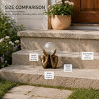 Solar Garden Statue with Crackle Glass Gazing Ball, Outdoor Warm LED Decor - Image 4