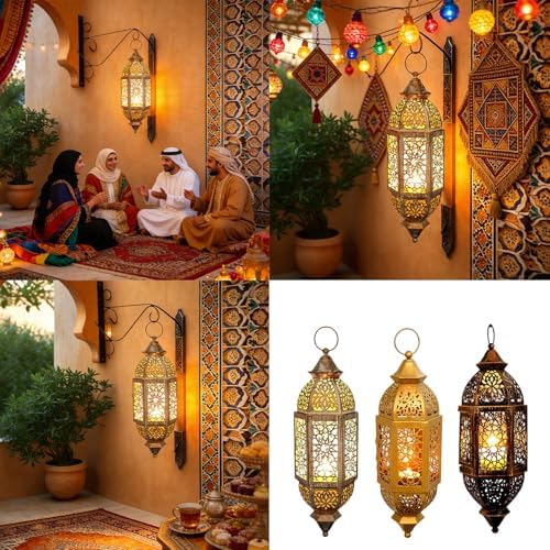 Moroccans Iron Candle Holders Hanging Candle Lamp with Intricate Cutout Design for Romantics Home Decors and Outdoor Use - Image 2