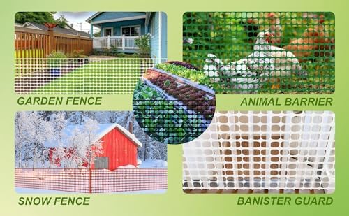 PotatoLife 4'x100' Plastic Mesh Fence for Garden with 100 Zip Ties, White - Image 5