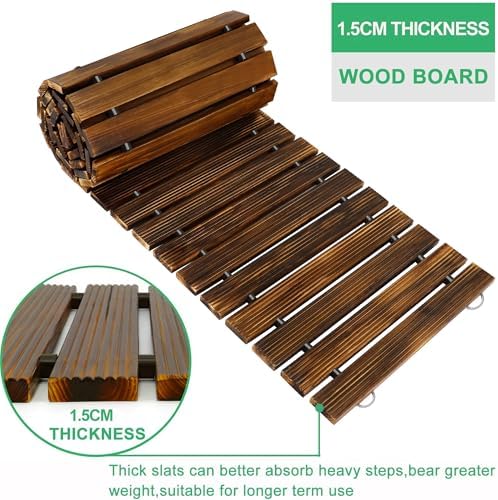 RELIANCER 24' Wooden Garden Pathway,Outdoor Roll Out Walkway,Patio Footpath - Image 3