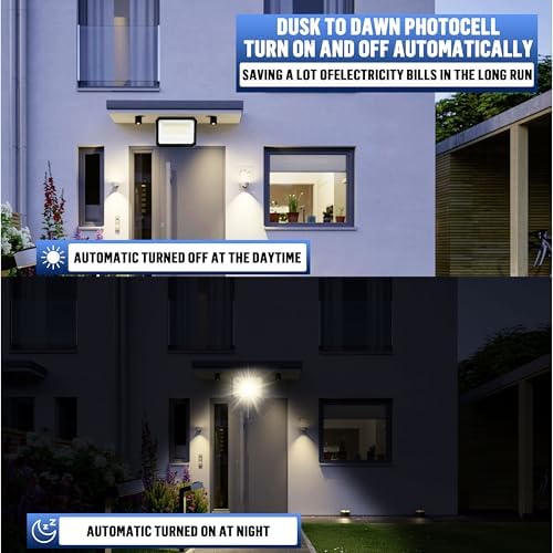 LAMPHOME LED Flood Lights Outdoor 15/20/35W and 3000/4000/5000K Adjustable 3900Lm,Dusk-to-Dawn Sensor o Dawn Flood Light for Yard, Garage, Garden,UL Listed,Includes Yoke Mount UL Listed - Image 2