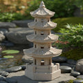 Pagoda Garden Statue Solar Powered Pagoda Lantern Resin Outdoor Zen Japanese Garden Decor for Balcony, Patio, Porch, Yard 11.4x4.7x4.7 inch Khaki by Unknown