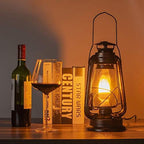 PACK OF 2 Vintage Rustic Accent Old Fashioned Electric Lantern Oil Lamp with Edison LED Bulb Bronze Rust Finish Dimmable Nightstand Desk Table Lamps for Antique Designer Light Study Room 12" Tall 6" D - Image 3