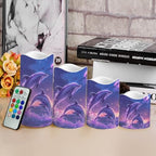 Battery Operated Candles with Remote Timer Flameless Candles Tea Lights Color Changing Electric Fake Plastic Pillar LED Candles Outdoor Home Room Decor Set of 4 Dolphin - Image 4