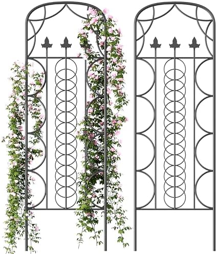 Idzo 71 in. Decorative Metal Trellis for Climbing Plants Outdoor, Heavy-Duty Steel Garden Trellis with Durable Powder Coating, Black by Idzo