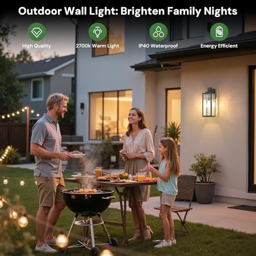 Outdoor Wall Lights, Exterior Lighting Fixtures with Water Ripple Shade 16" - Image 2