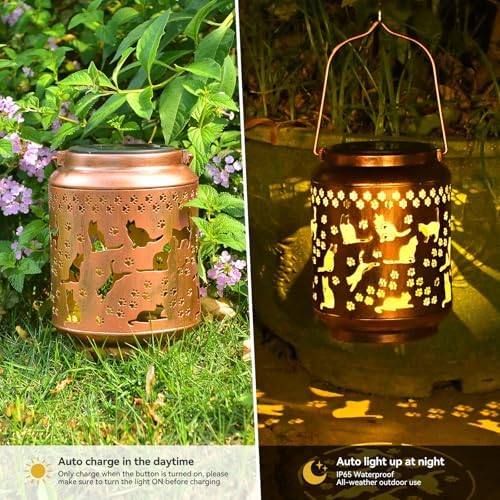 Cat Lover Gifts for Women,Mom,Grandma,Sister,Cat Solar Light , Gift Solar Lanterns for Mother Day Christmas Outdoor Waterproof Lights Led Mason Jar Hanging Lamps Decor for Garden Yard Patio - Image 3