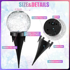 Glooglitter 6 Pcs Extra Large Solar Globes Lights Outdoor Cracked Glass Ball Solar Light Multi Color Pre Lit Crystal Waterproof Lawn Globes for Yard Landscape Garden Decor (4.72") - Image 6