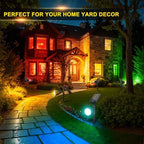 ROSHWEY Solar Spot Lights Outdoor, 7 Colors Halloween Christmas Outdoor Lights Waterproof Landscape Light 600LM Solar Spotlight Lighting for House Backyard Pool Patio Garden Decor- 2 Pack - Image 2