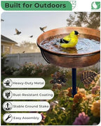 12" Metal Bird Bath for Outside, 3" Deep Bowl with 5-Prong Stake - Image 3