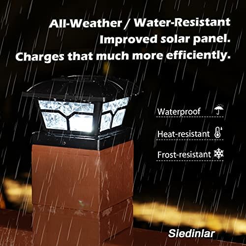 SIEDiNLAR Solar Post Cap Lights Outdoor 2 Modes, 4 Pack, Black, Warm/White - Image 5