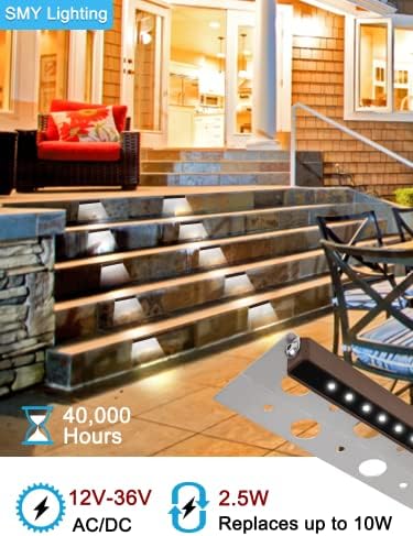 SMY Lighting 4Pack 7 Inch 2.5W LED Hardscape Lighting Retaining Wall Lights, IP68 Waterproof 12V-36V Low Voltage AC/DC Daylight 5000K Hardscape Paver Light Outdoor Step Lights 40,000 Hours Lifespan - Image 3