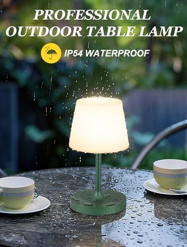 Kakanuo Green Cordless Shower Lamp Waterproof, Rechargeable Cordless Lamp with 4000mAh Battery, Touch Dimmable Table Lamp for Outdoor, Kitchen, Bathroom, Camping, Patio, IP54 - Image 5