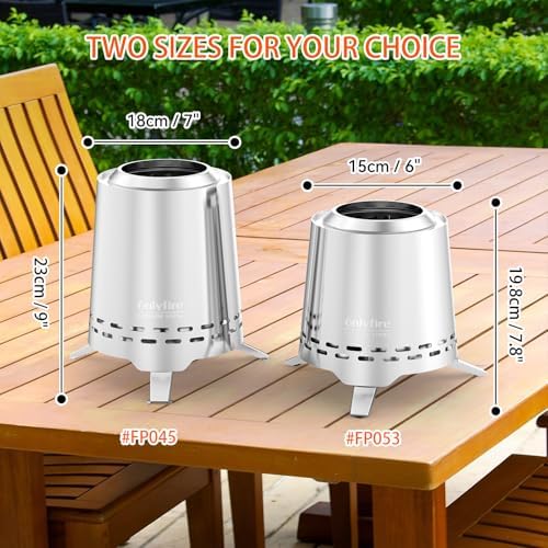 2-in-1 Wood Burning Fire Pit with Pot Rack, 9" Tabletop Fireplace, Silver - Image 2