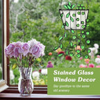 Lewondr Plant Stained Glass Window Hanging, Stained Glass Panels Decoration - Image 2