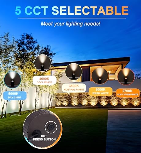 CLOUDY BAY [6 Pack] 9W Well Lights Landscape LED In Ground Outdoor,Shielded Top,Low Voltage 12-24V AC/DC,Waterproof Aluminum Uplights,2700K/3000K/3500K/4000K/5000K,Transformer Excluded - Image 5