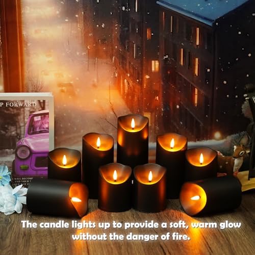 kakoya Flameless LED Candles Battery Operated with Remote and Timer,Flickering Electric Fake Plastic Pillar Candles Set of 24(D3 x H 3" 4" 5") Black - Image 6