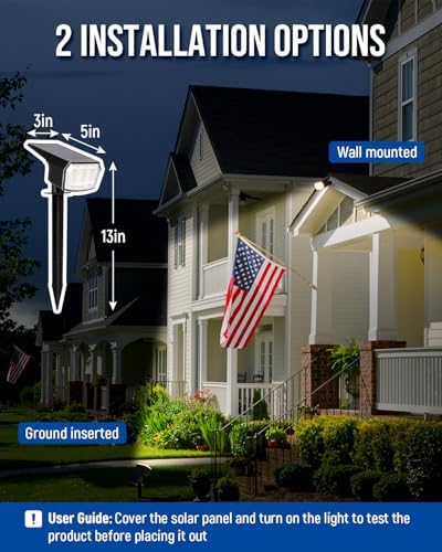 AUDERWIN Solar Spot Lights Outdoor Waterproof, 6 Packs, Warm White - Image 5