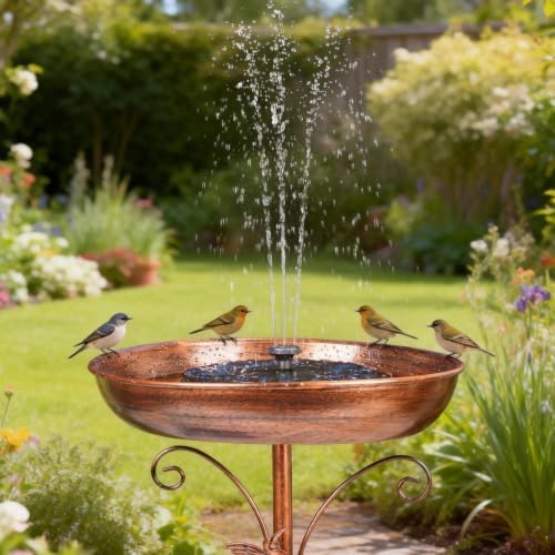 Metal Bird Bath with Solar Fountain for Outdoors - Image 6