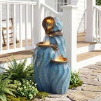 TITIMO 29.9" Outdoor Water Fountain, Stacked Faux Ceramic Garden Fountain by TITIMO