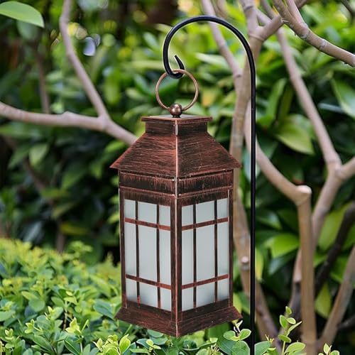 18" Solar Lanterns Outdoor Waterproof Flickering Flame Copper - Image 2
