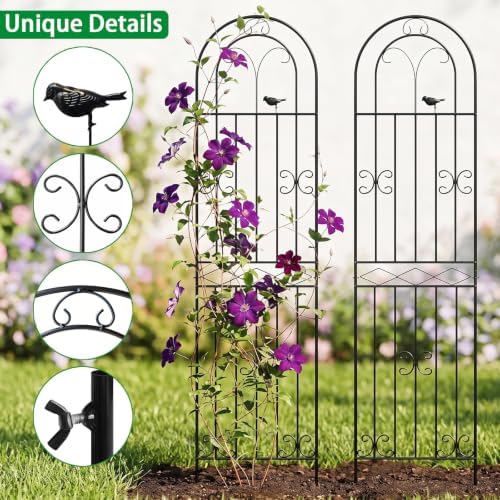 ARIFARO 2 Pack 78" H x 20" W Metal Garden Trellis for Climbing Plants - Image 5
