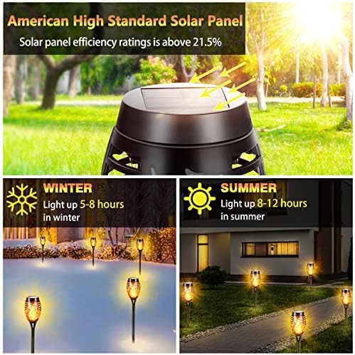 Solar Outdoor Lights IP65 Waterproof, 8Pack 12LED Solar Torch Lights with Flickering Flame for Christmas Decor, Mini Solar Landscape Lights for Yard Driveway Patio Deck - Image 3