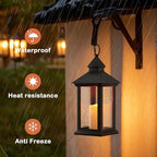 Lanterns Decorative Indoor, 2 Pack Black Decorative Flameless Candle Lanterns with Timer, Vintage 14" Waterproof Hanging Outdoor Lanterns, Battery Operated for Porch, Patio, Wedding Decor - Image 3