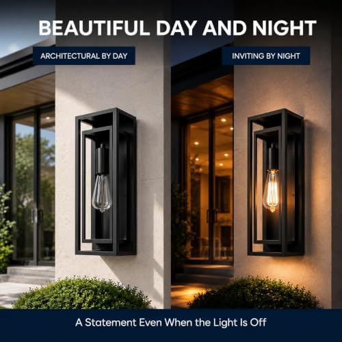 18 Inch 12 Pack Outdoor Wall Lantern Light Fixture，Large Black Exterior Wall Sconce with Clear Glass | Waterproof Anti-Rust Porch Light with E26 Socket for Entryway, Patio, Garage - Image 7