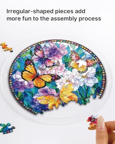 Acrylic Puzzles Suncatcher Window Hanging, 83 Pieces Butterflies in Bloom Puzzle, Suncatcher for Doors Garden, Mother's Day Christmas Birthday Gifts for Women Men (L - 8.9 * 8.9 in) - Image 3