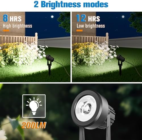APONUO Solar Spot Lights Outdoor 4-in-1 Solar Landscape Lighting Dusk to Dawn Solar Uplights IP65 Waterproof 9.8ft Cable Outdoor Spot Lights for Yard Pathway Garden Tree Decoration (Cool White) - Image 4