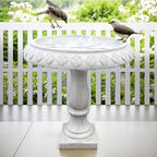 Kante 24.25 Inch Tall Handmade Concrete Birdbath, Elegant Outdoor Garden and Backyard Decor, Textured - Image 3