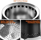 2-in-1 Wood Burning Fire Pit with Pot Rack, 7.8" Tabletop Fireplace, Black - Image 6